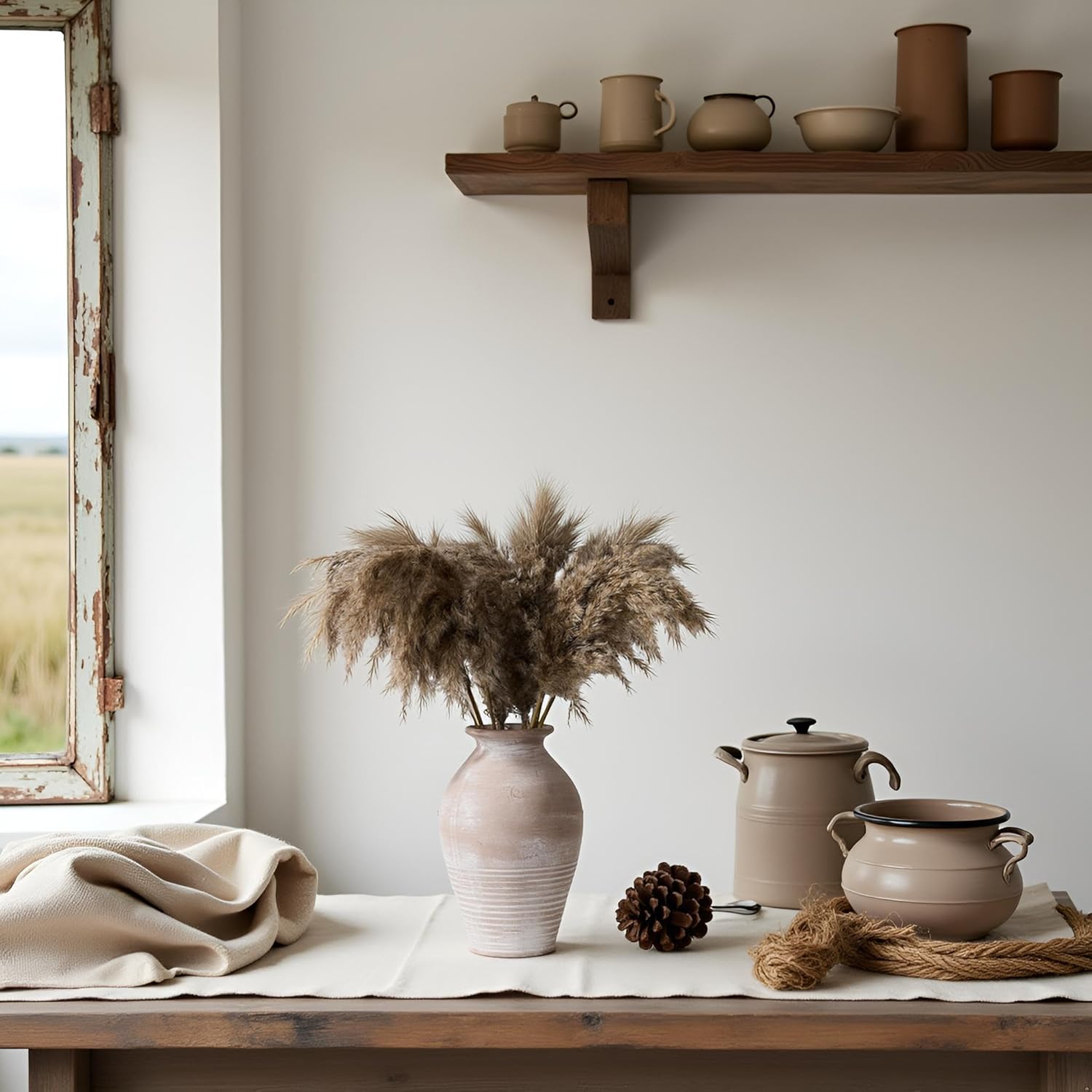 Farmhouse Beige Flower Vase — 2" - View 4