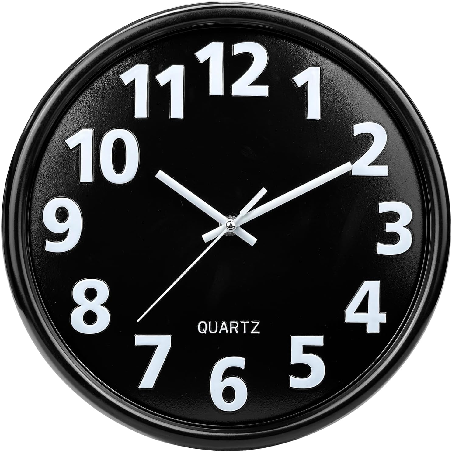 Battery Operated Modern Black Wall Clock — 13" — Black
