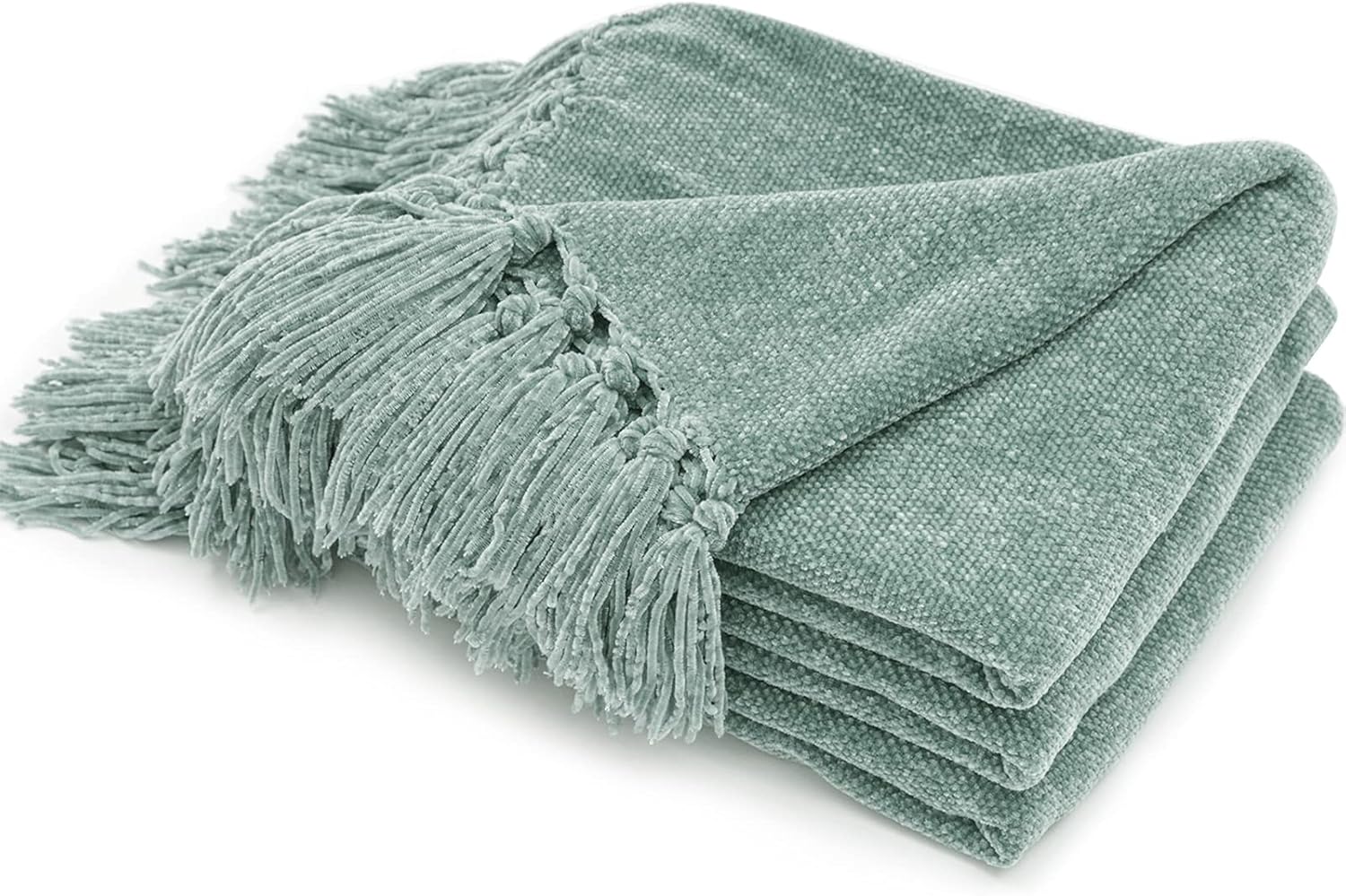 Chenille Boho Beige Throw Pillow — 50" — Sage