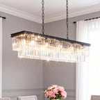 Rectangular Luxe Black Chandelier — 12-Light