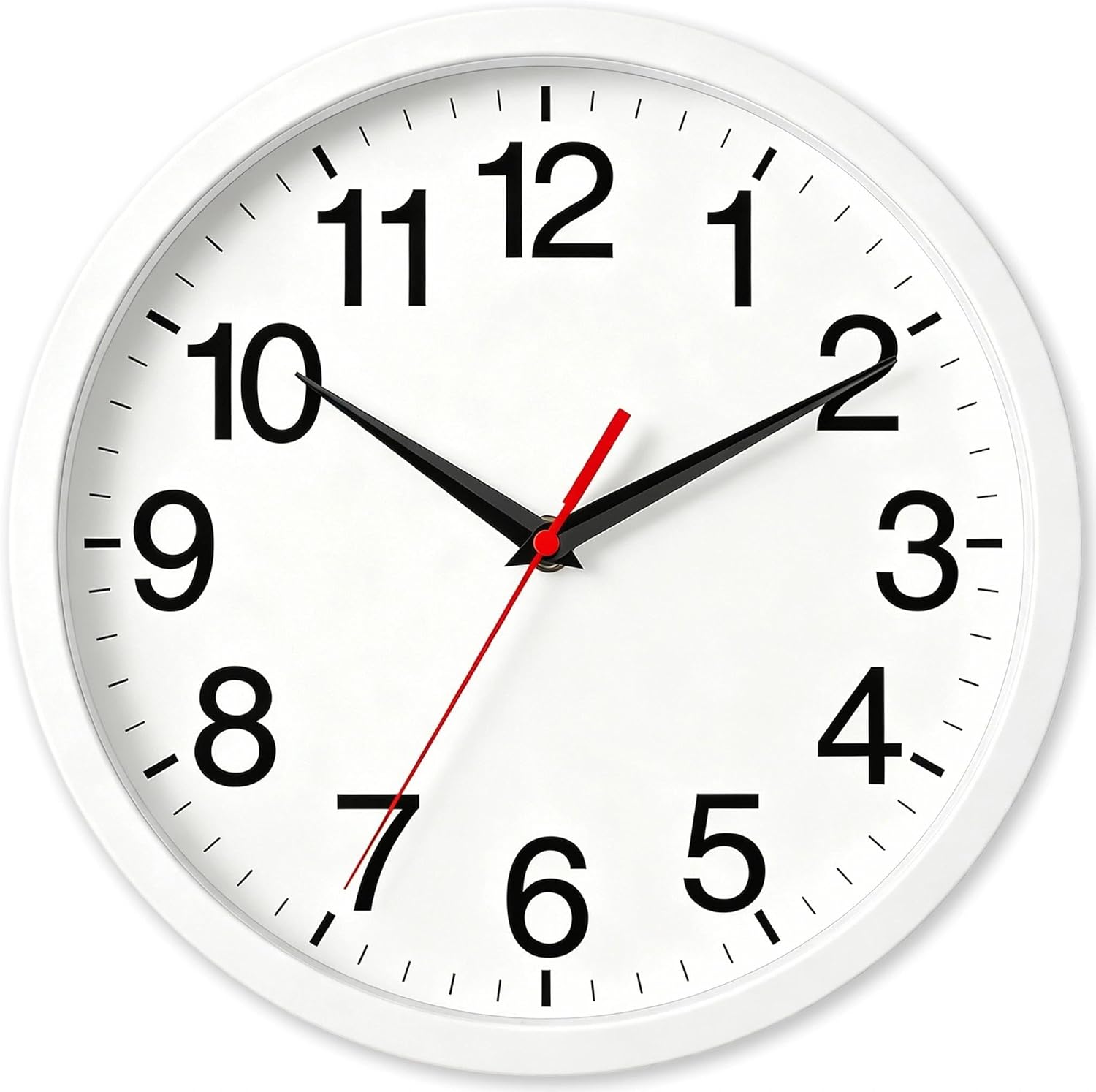 Battery Operated Modern Black Wall Clock — 8" — C_white