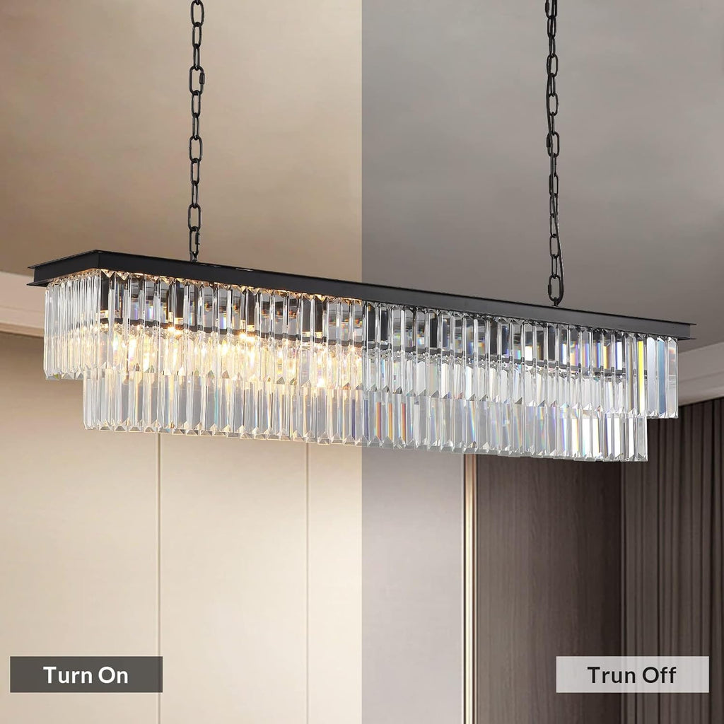 Rectangular Luxe Glass Chandelier — 47" - View 6
