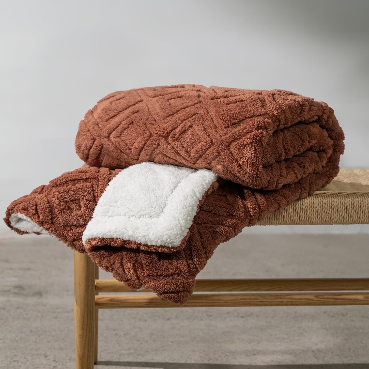 Boho Beige Throw Pillow — 50" — Terracotta