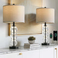 USB Luxe Black Bedside Lamp — 25" — Black