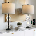 USB Luxe Black Bedside Lamp — 25" — Black