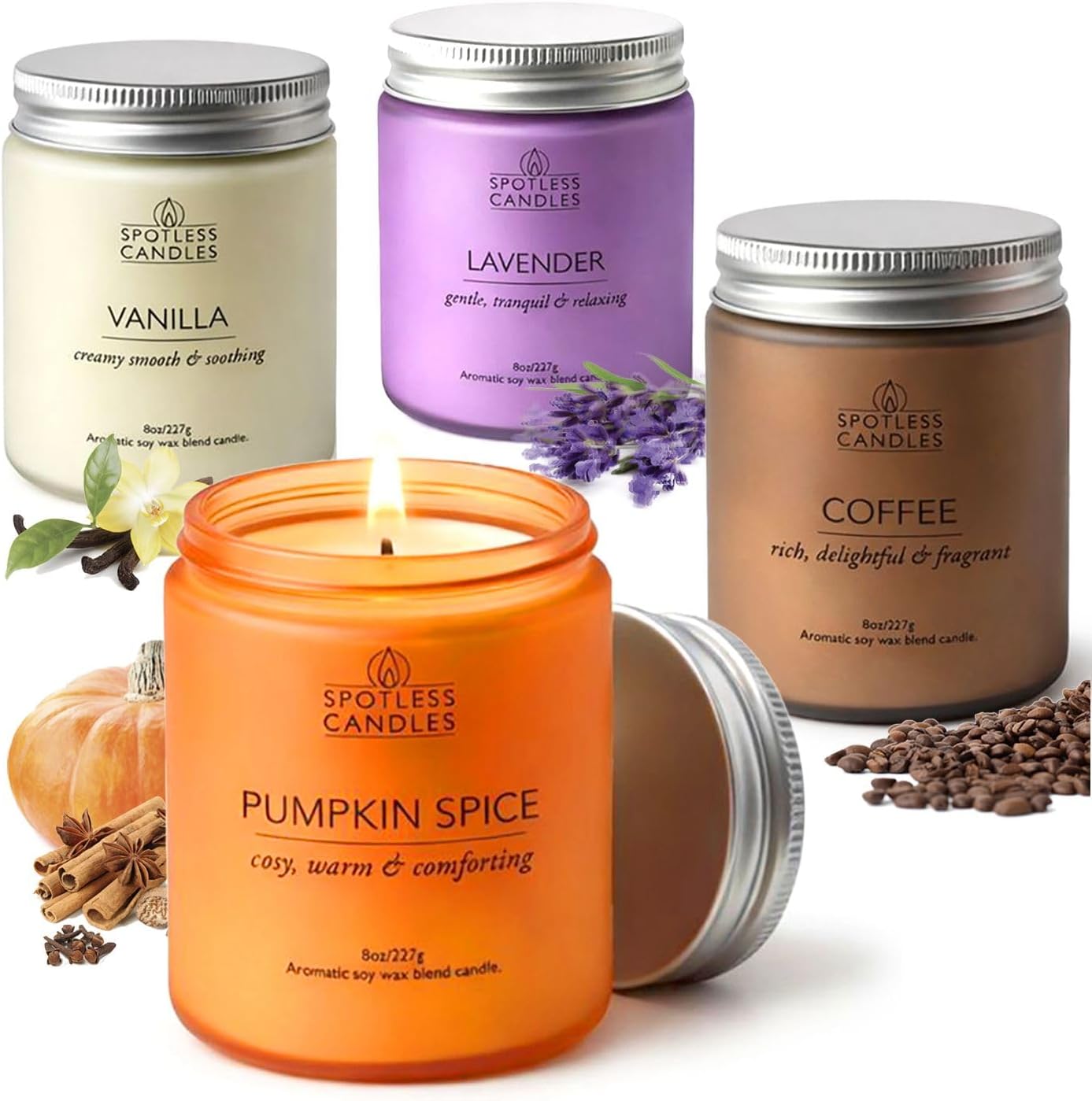 Black Candle Set — 2x8 — Purple, off-white, brown, Orange
