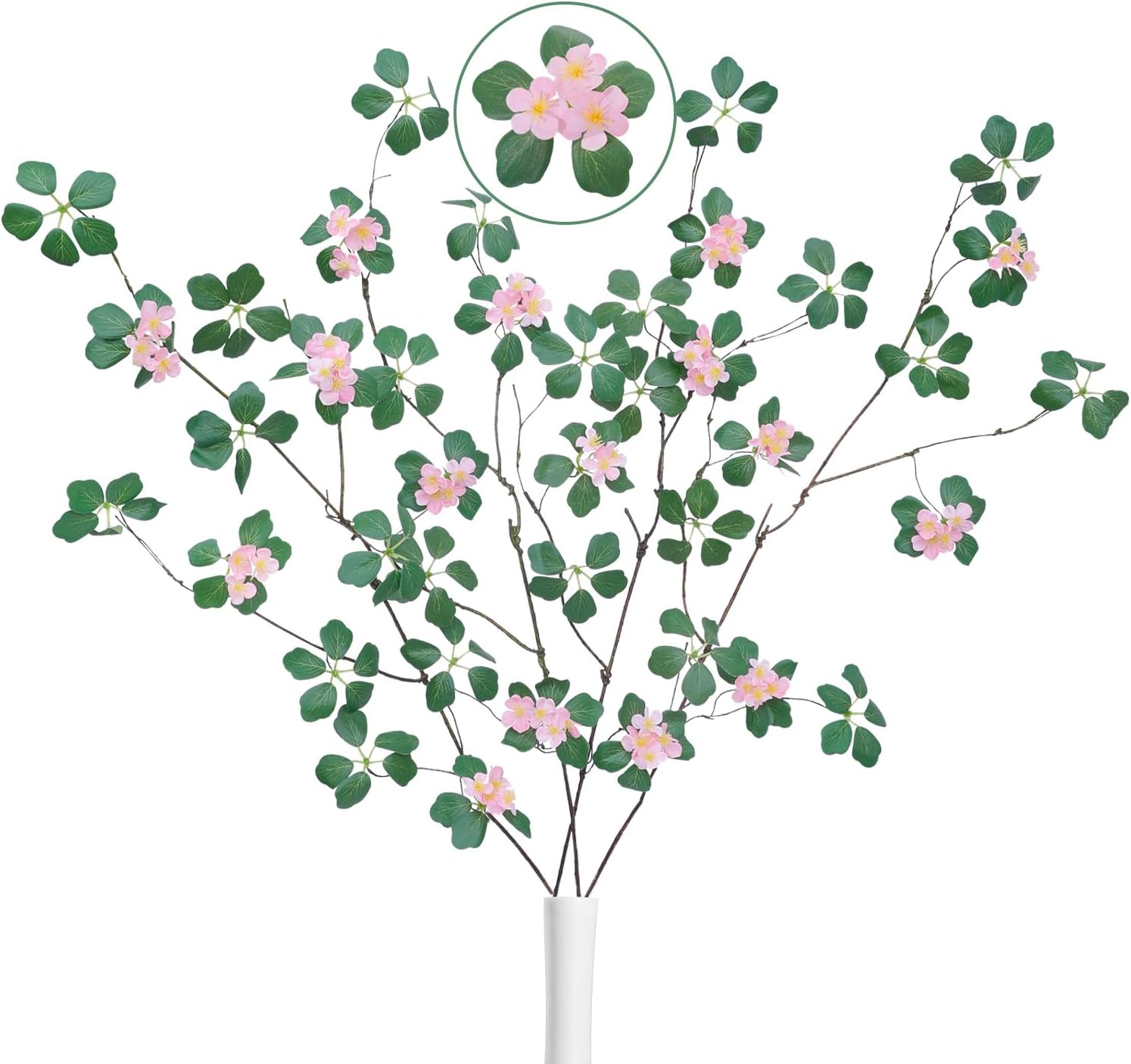 Black Artificial Plant — 38.5" — Leaf With Pink Flowers