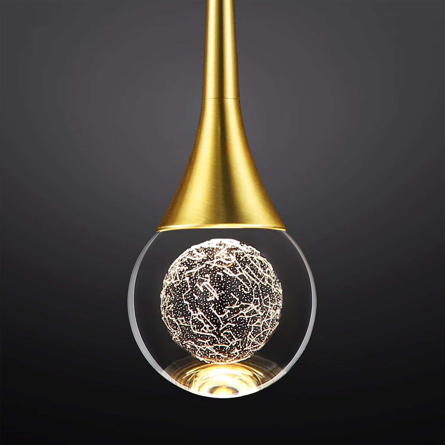 Dimmable Luxe Gold Pendant Light — 1-Light — Constellation Brushed Brass