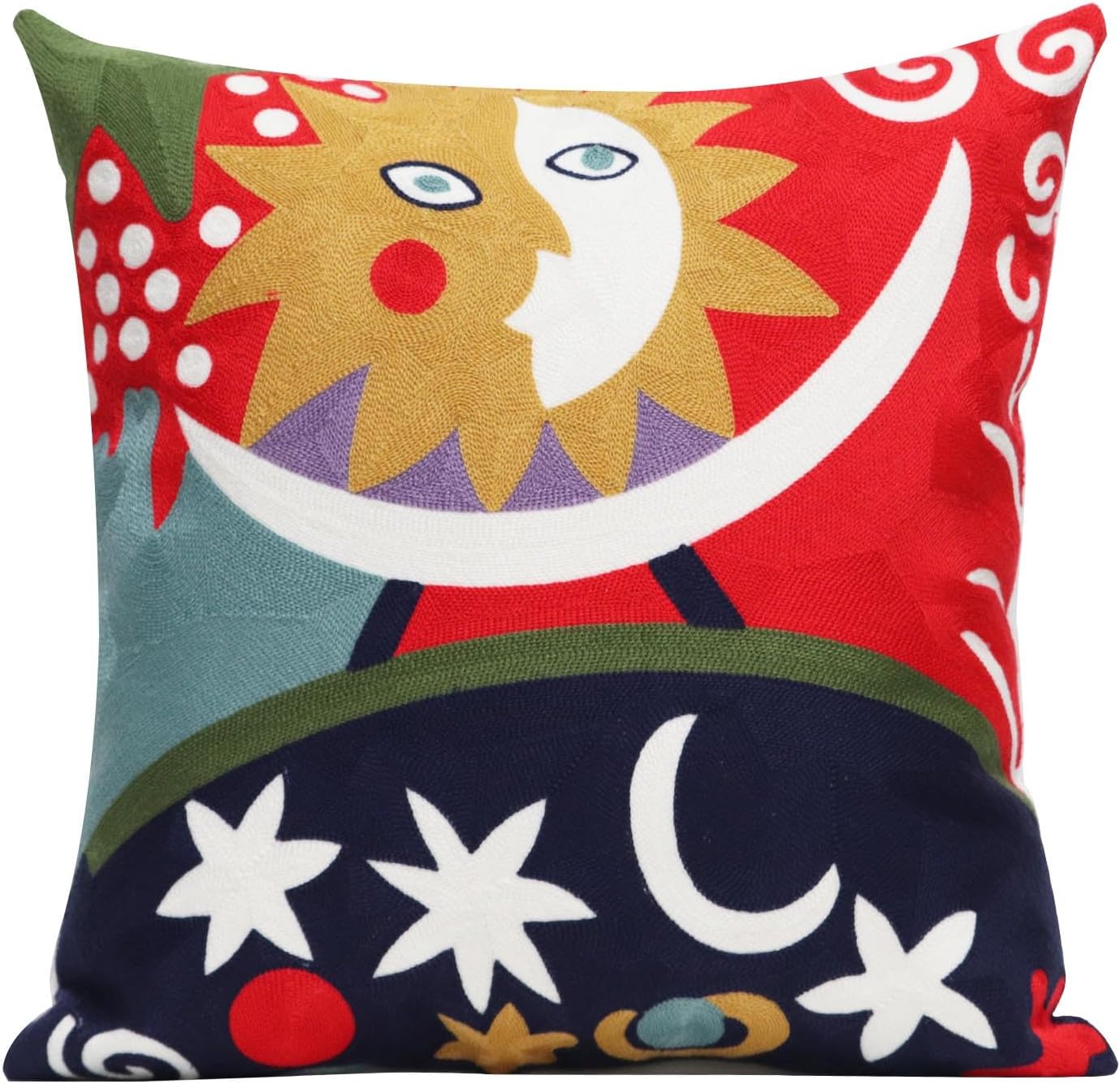 Blue Throw Pillow Cover — 18" — Sun Moon