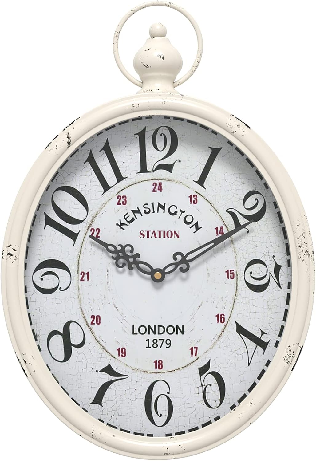 Battery Operated Farmhouse Black Wall Clock — 15.5" — White