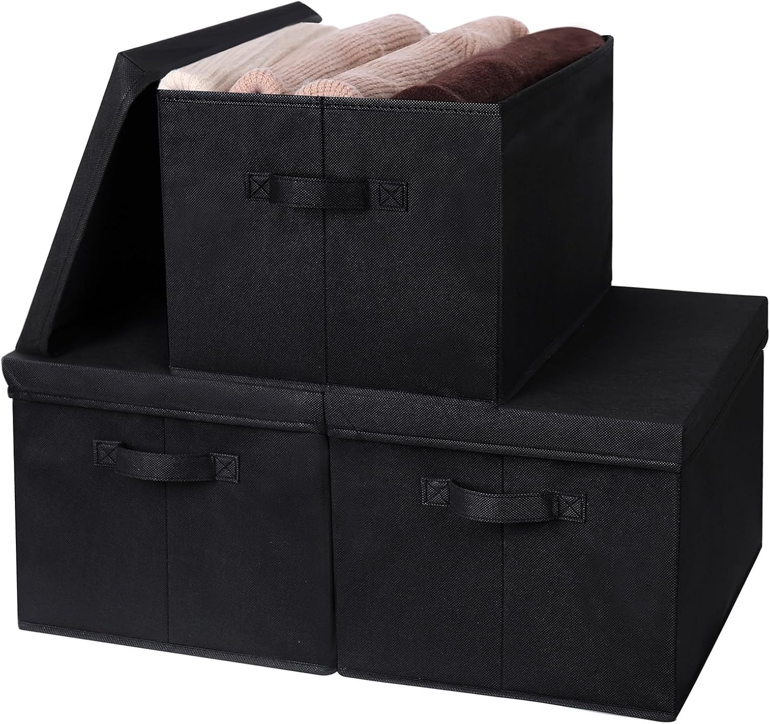 Beige Storage Bin — Black