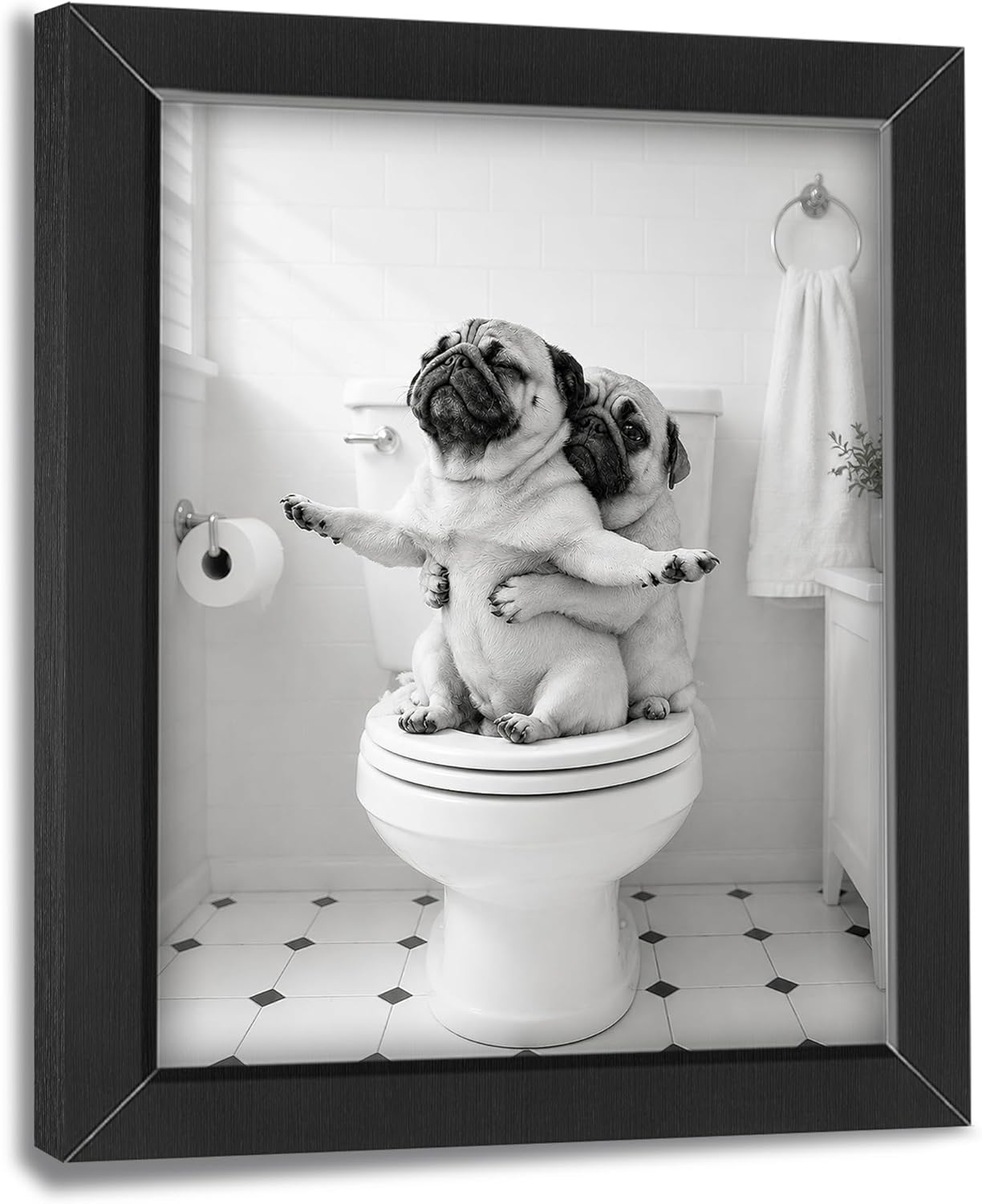 Framed Farmhouse White Wall Art — 12" — Framed Bathroom Art 7