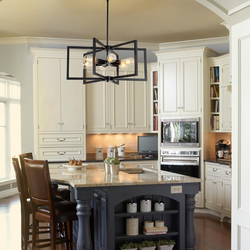 Adjustable Farmhouse Black Chandelier — 6-Light - View 6