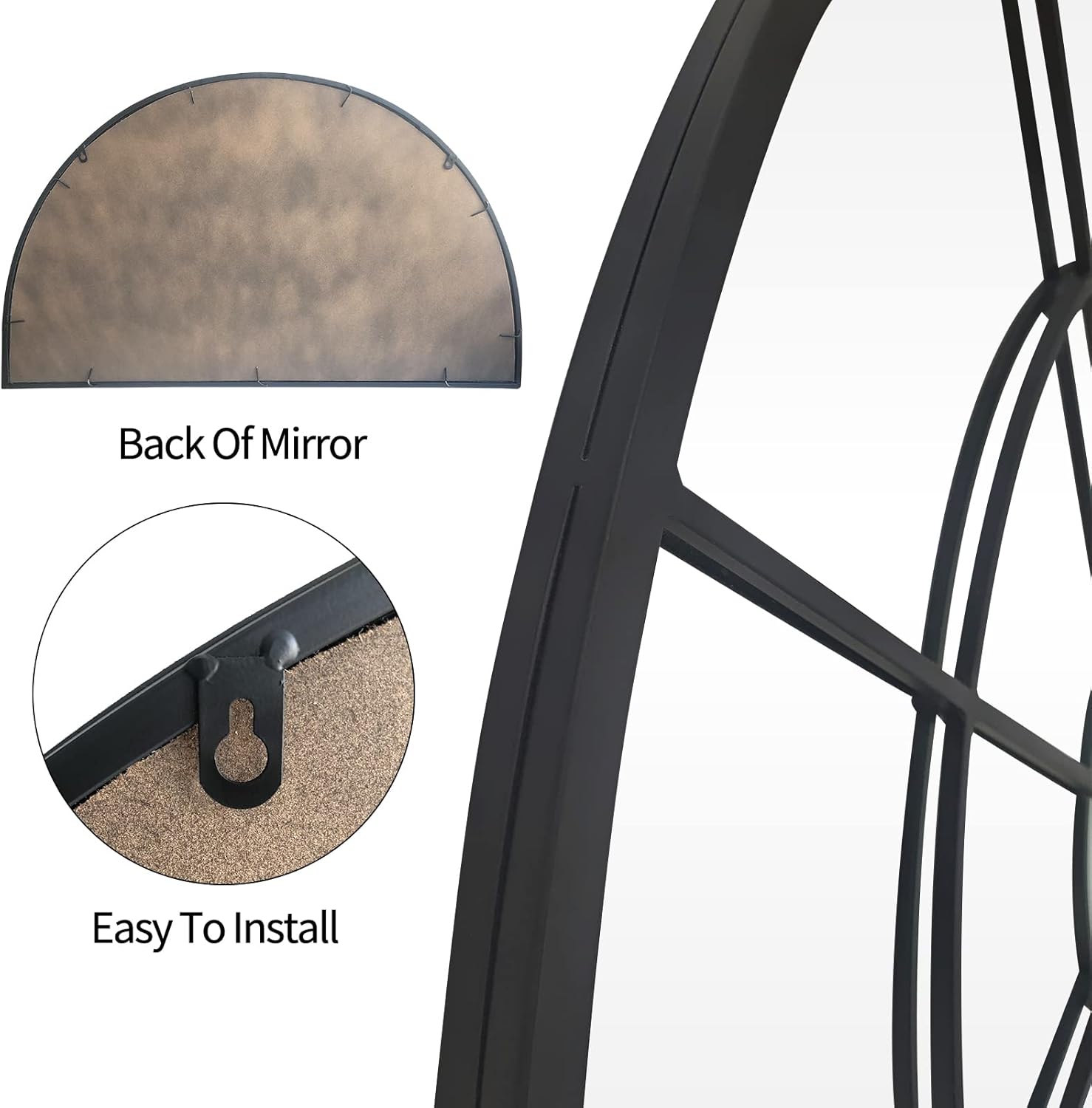Farmhouse Black Round Mirror — 28" - View 4
