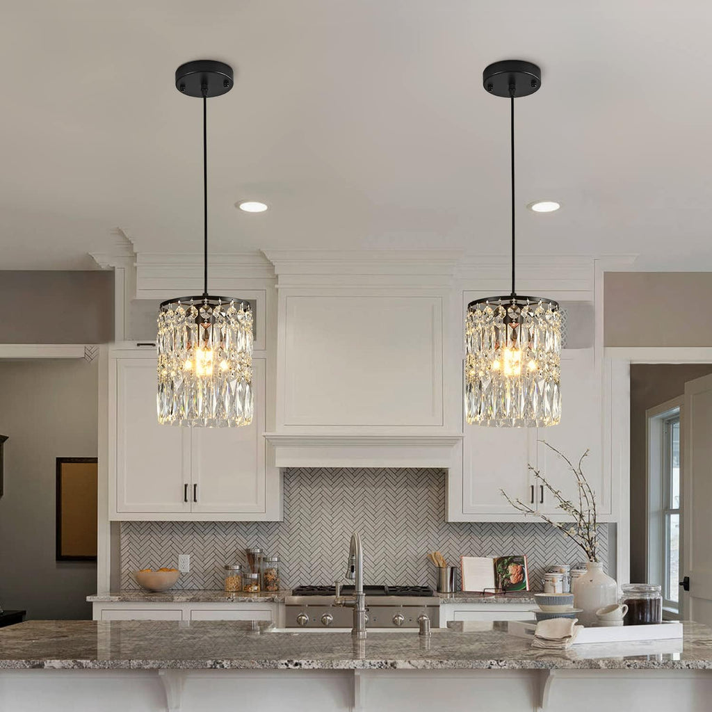Adjustable Luxe Glass Chandelier — 2-PACK BLACK