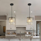 Adjustable Luxe Glass Chandelier — 2-PACK BLACK