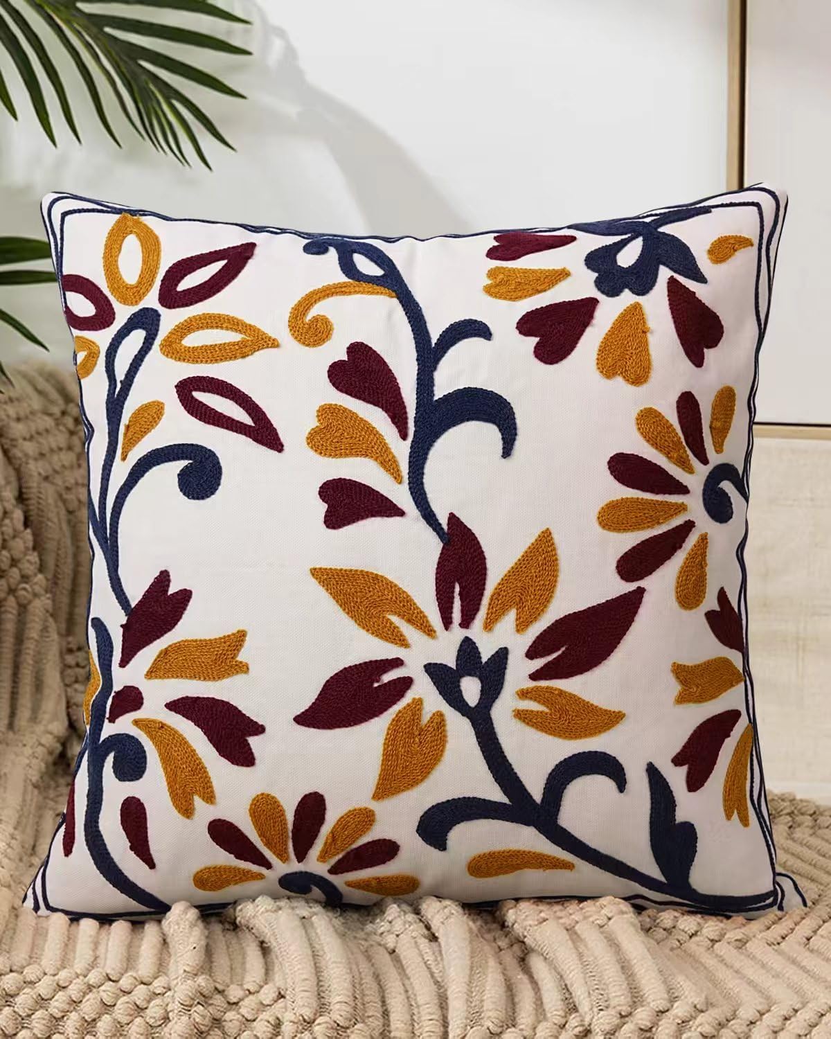 Boho Black Pillow Cover — 18" — Vintage Charm