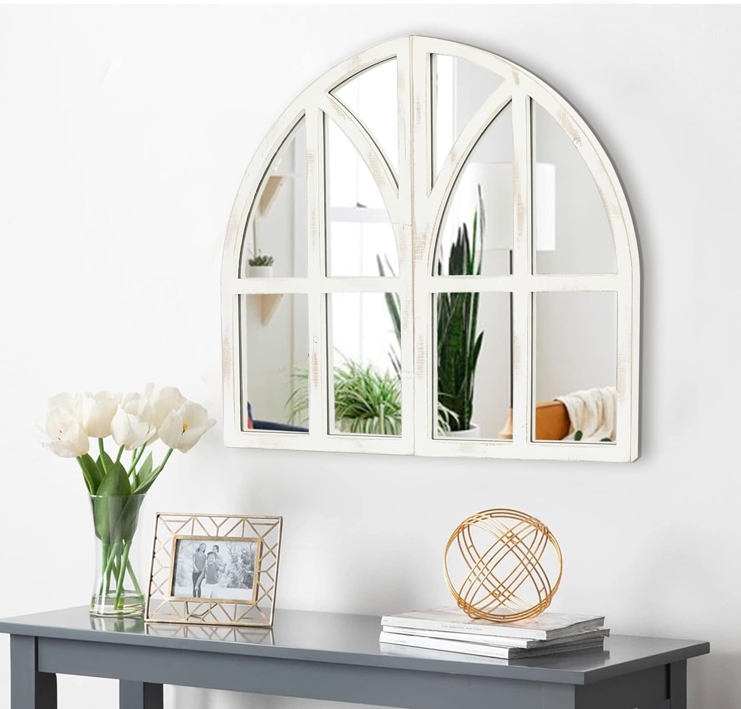 Rectangular Farmhouse Glass Wall Mirror — Set of 2 — Arch