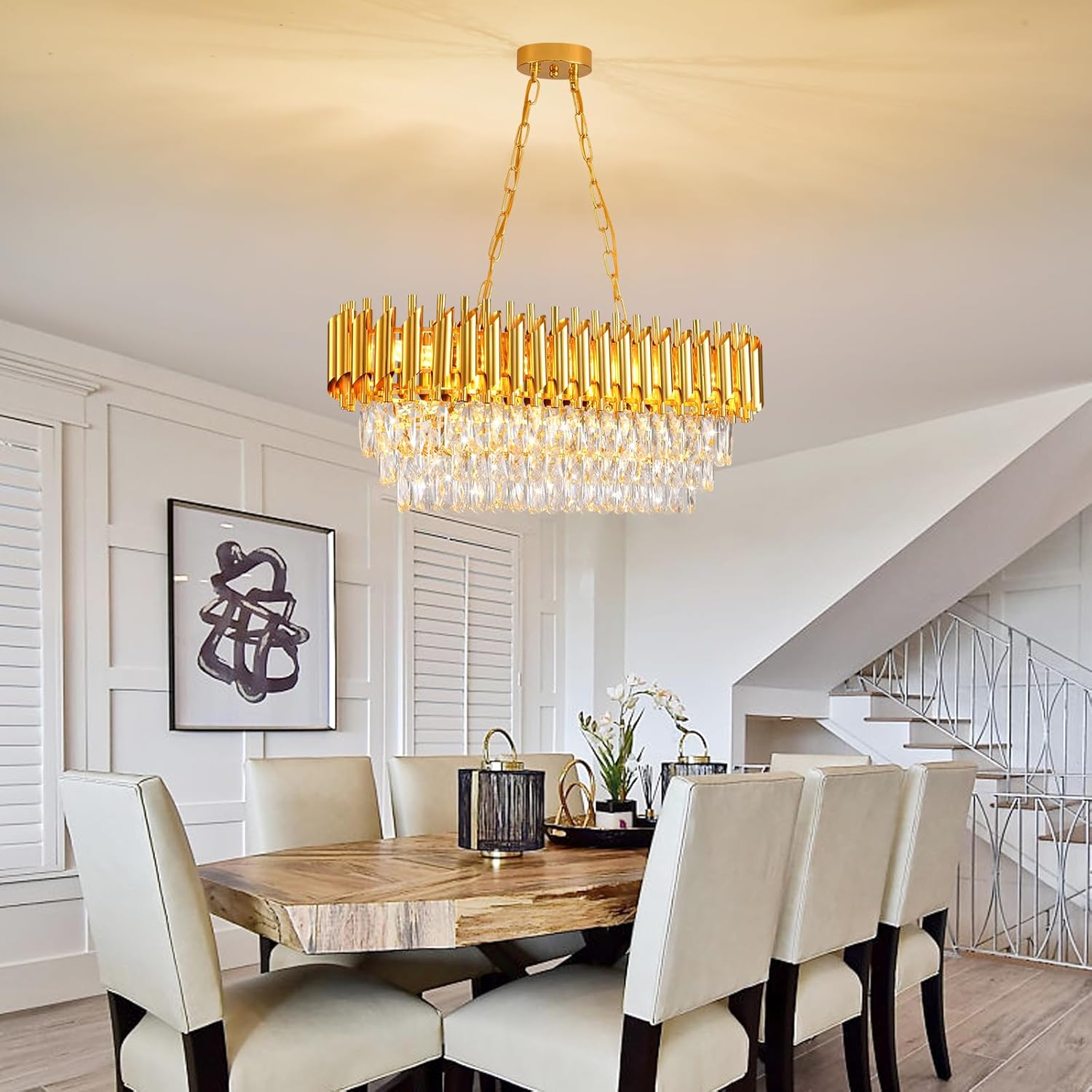 Oval Luxe Black Chandelier — 8-Light - View 2