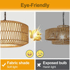 Linen Boho Black Chandelier — 5-Light - View 2