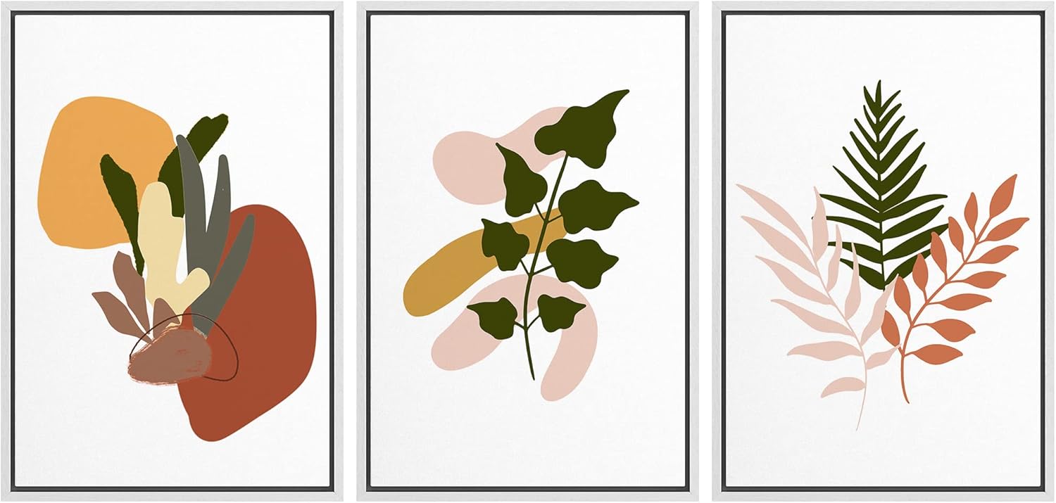 Boho Framed Wall Art — 16" — 16" x 24" x 3 Panels WHITE