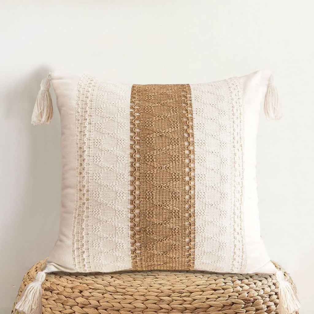 Boho Rattan Throw Pillow Cover — 18" — 1 Pack Single Stripe 18"x18"