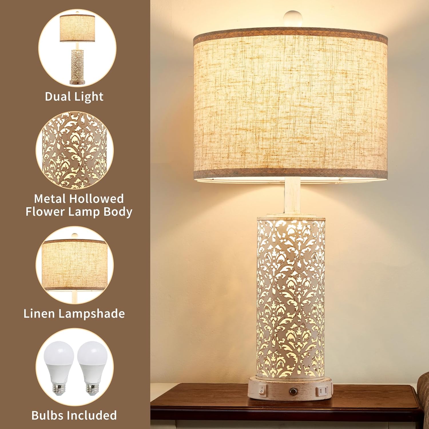 Dimmable Farmhouse Black Bedside Lamp — 26" - View 6