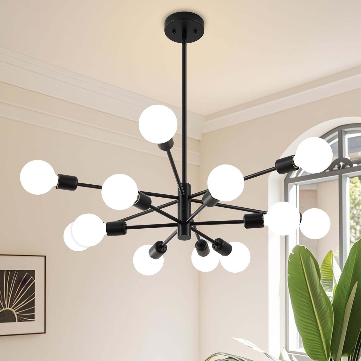 Farmhouse Black Chandelier — 6-Light — Black