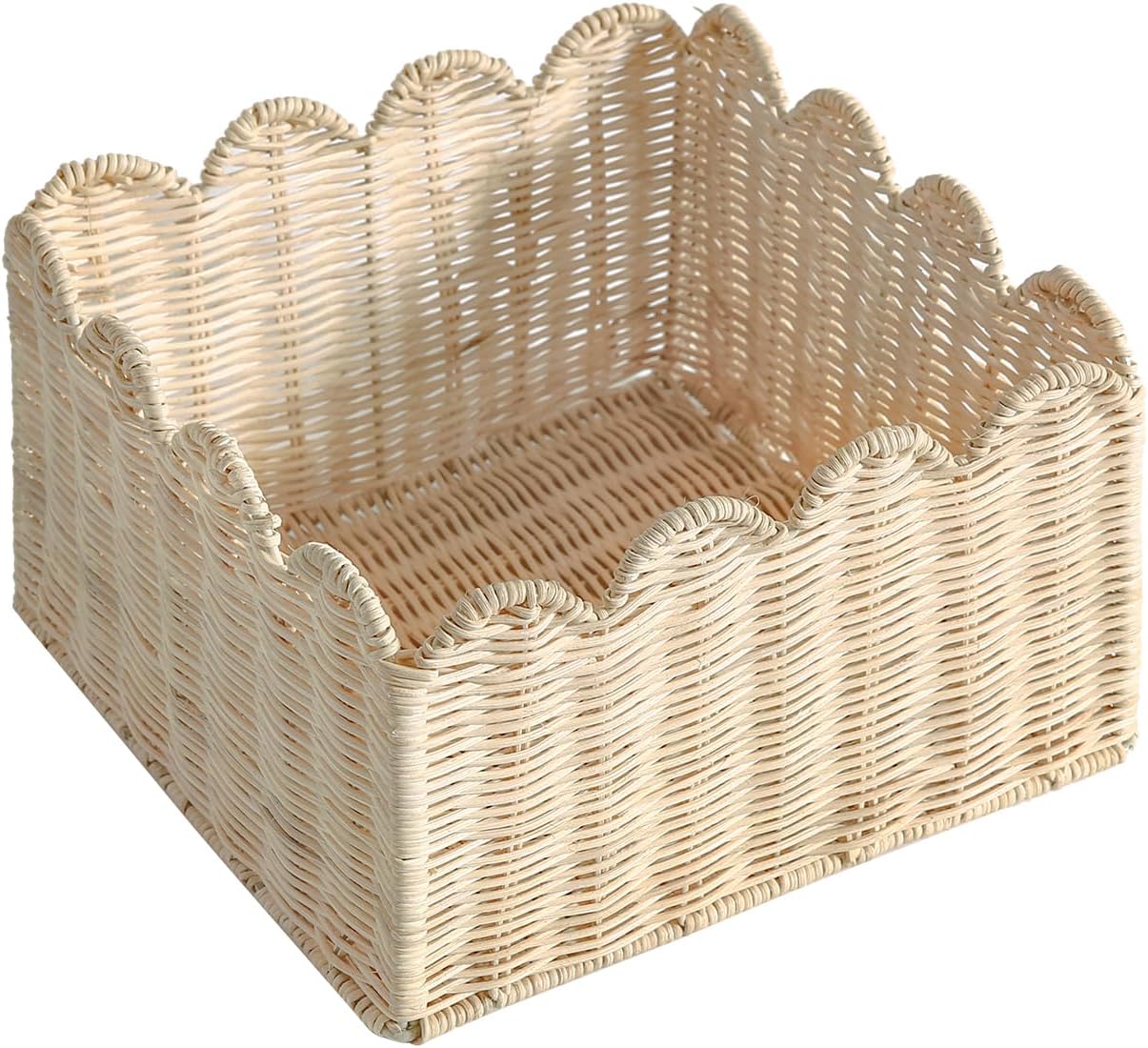 Boho Beige Woven Basket — 14" — Off White