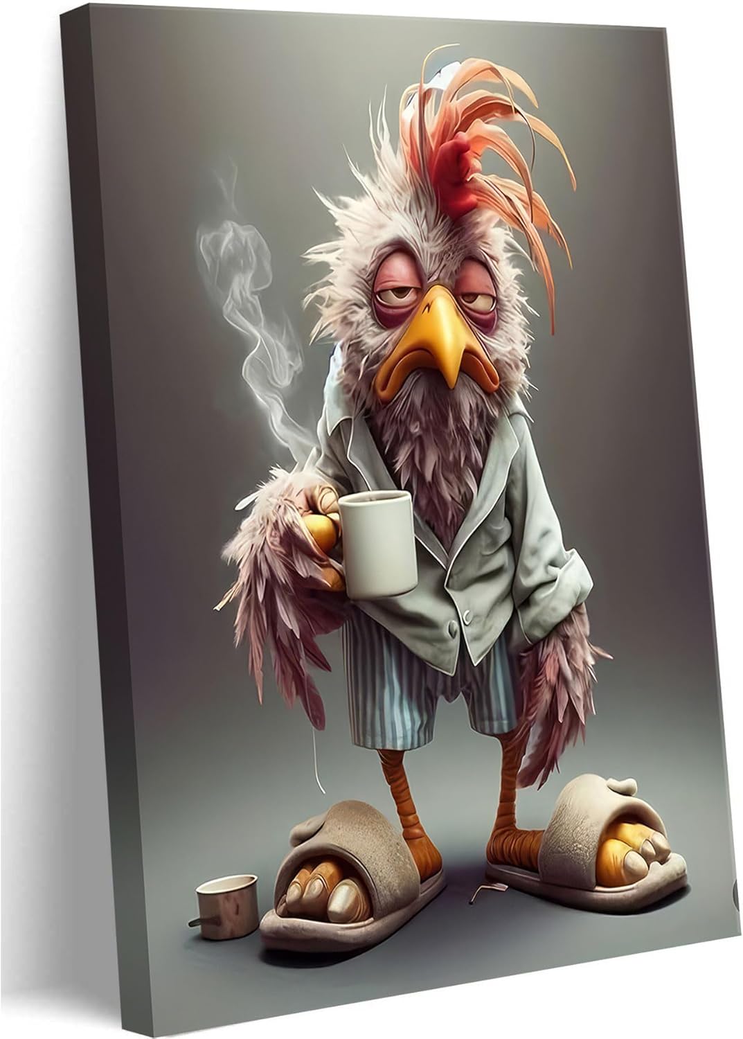 Brown Canvas Wall Art — 12x16 — Coffee Chicken