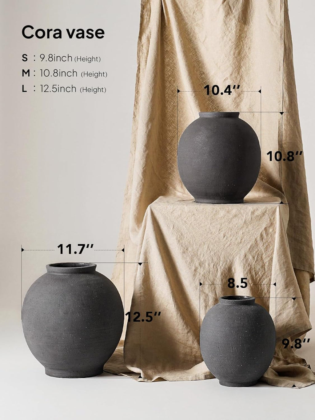 Farmhouse Beige Flower Vase — 8" - View 3