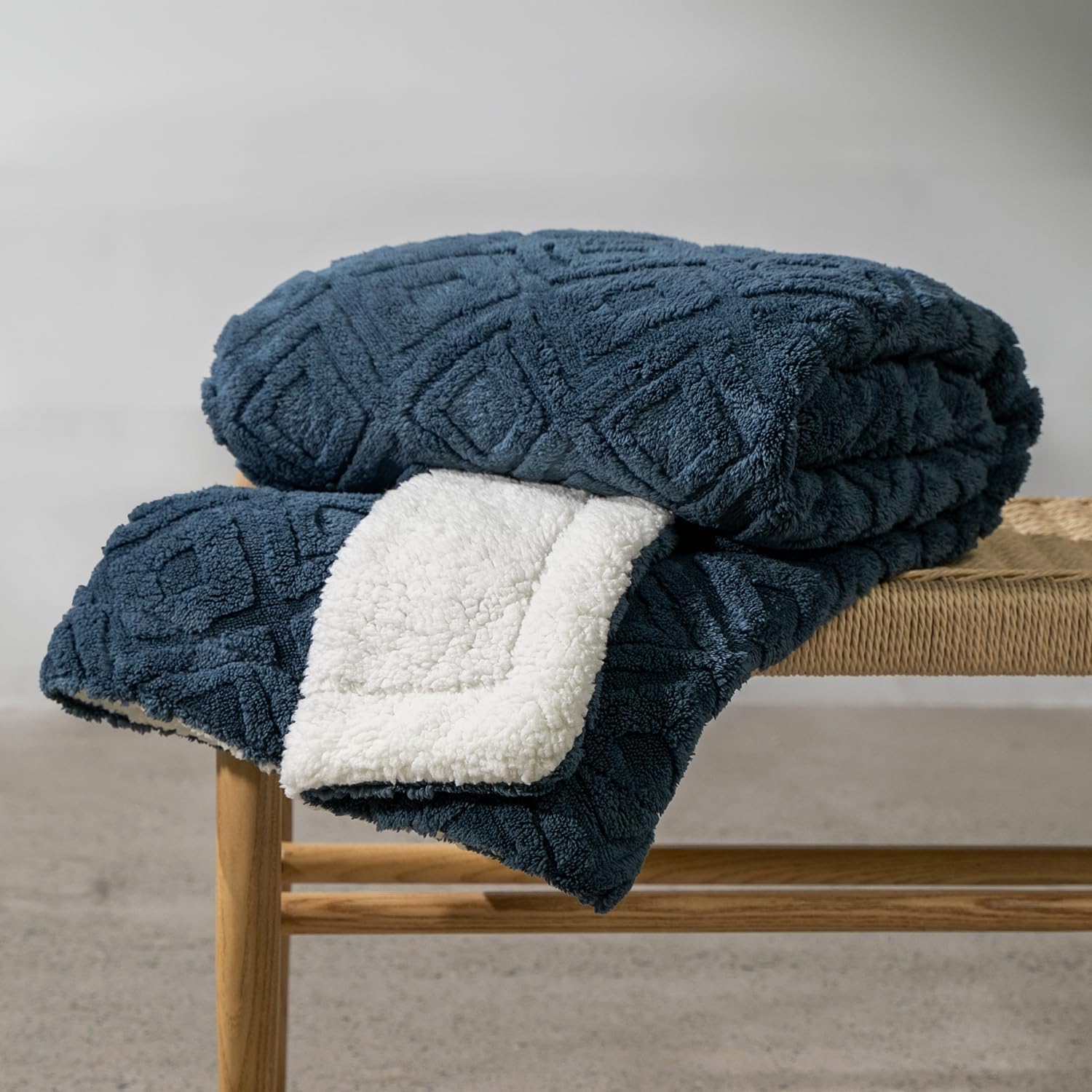 Boho Beige Throw Pillow — 50" — Stormy Blue