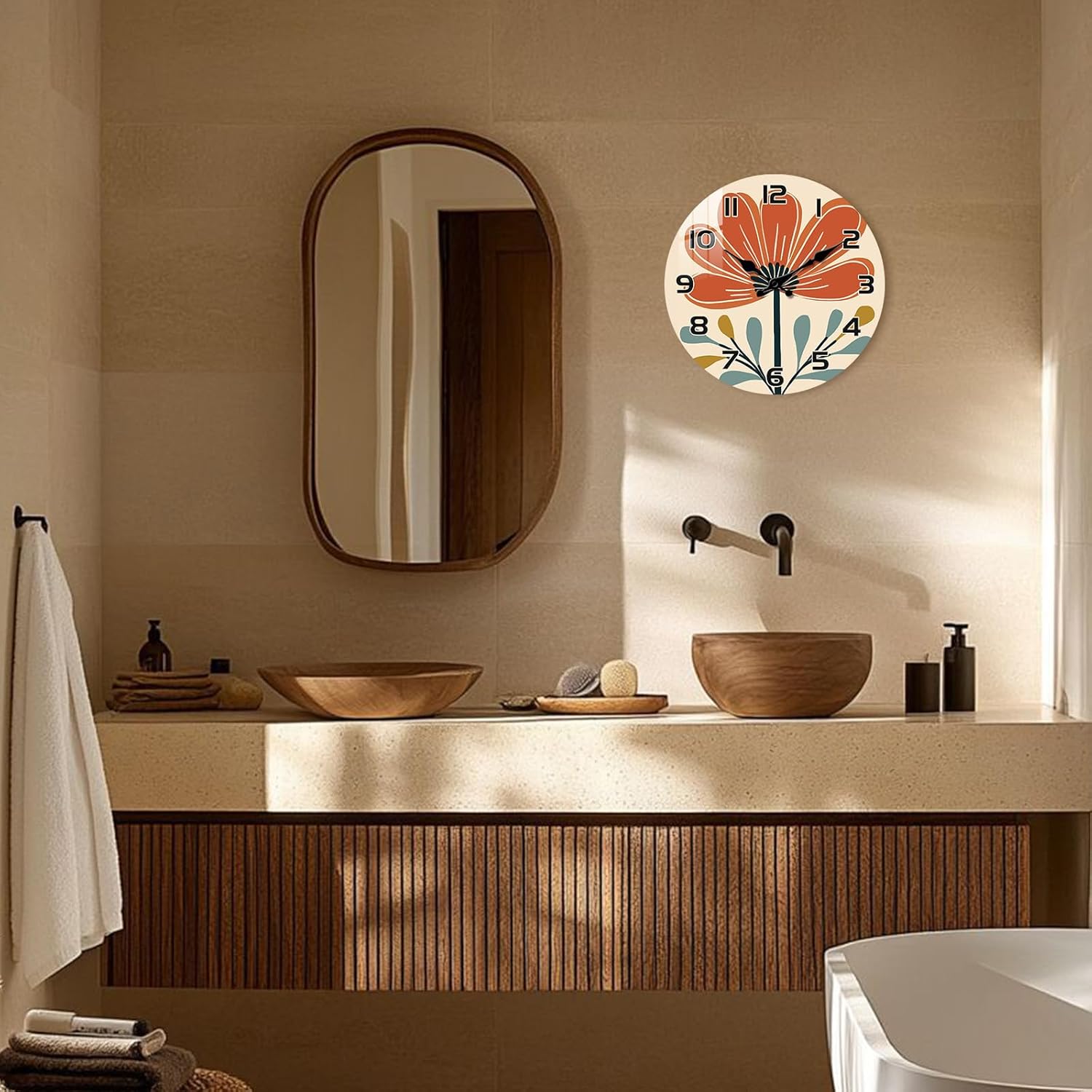 Battery Operated Boho Orange Wall Clock — 16" - View 2