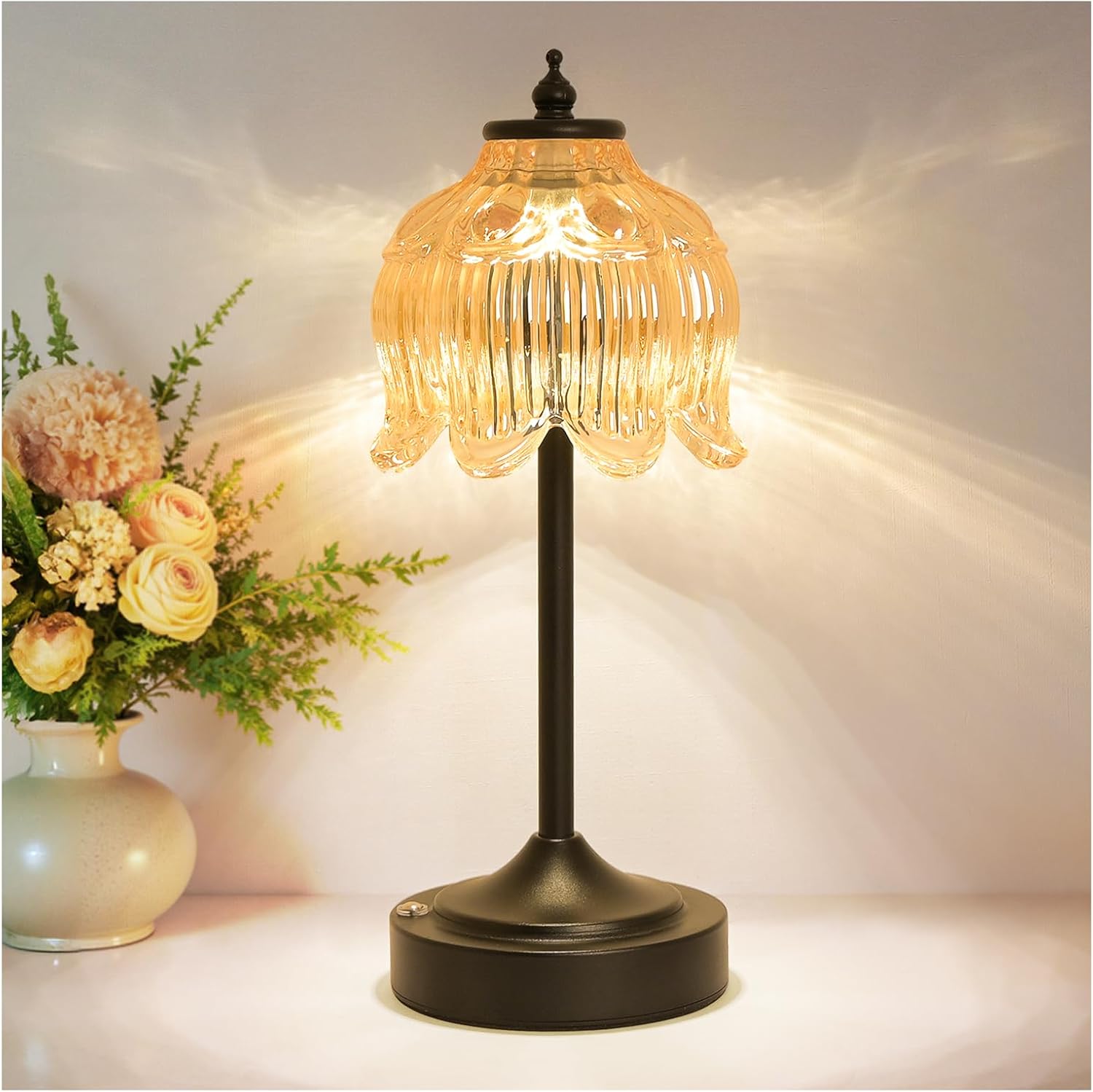 Cordless Black Desk Lamp — Amber