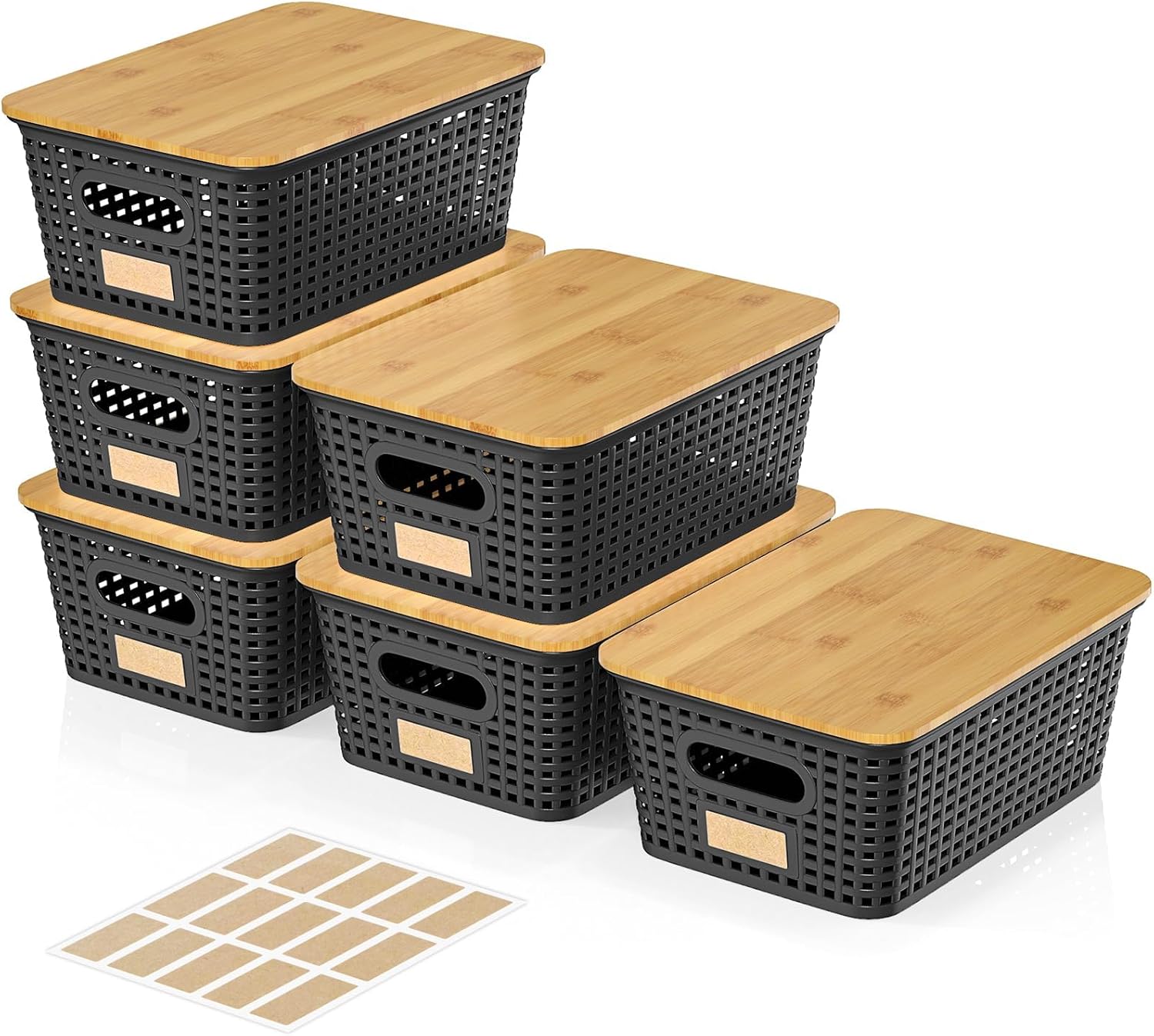 Beige Storage Bin — 10x7 — Black