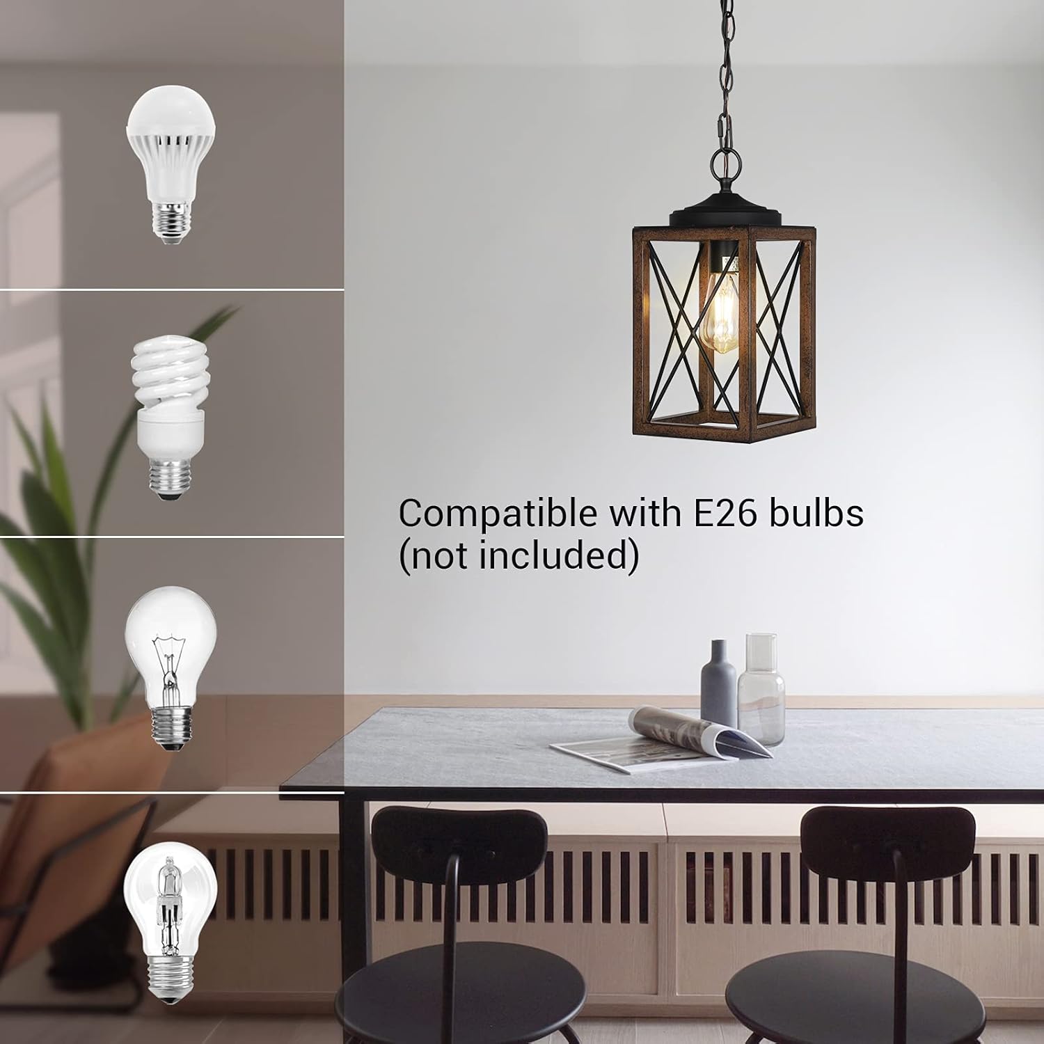 Adjustable Farmhouse Wood Pendant Light — 63" - View 5