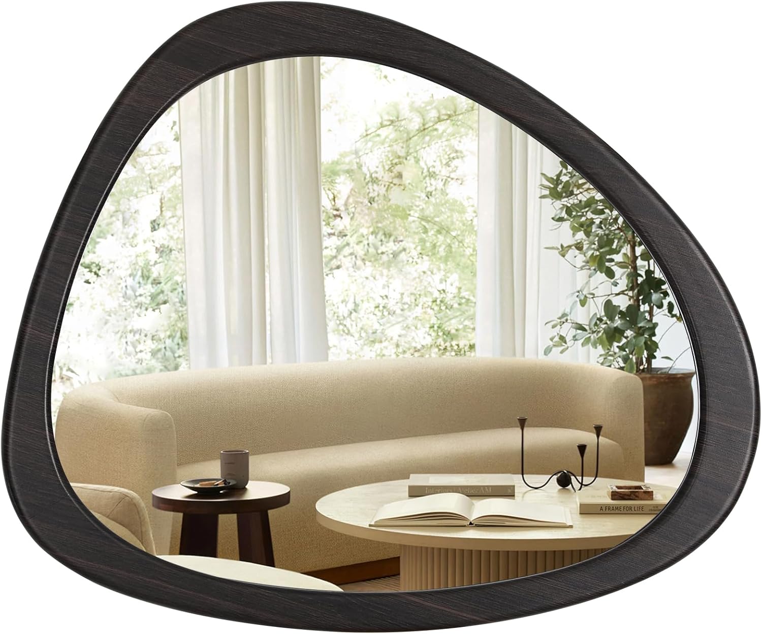 Luxe Black Wall Mirror — 28" — Dark Brown