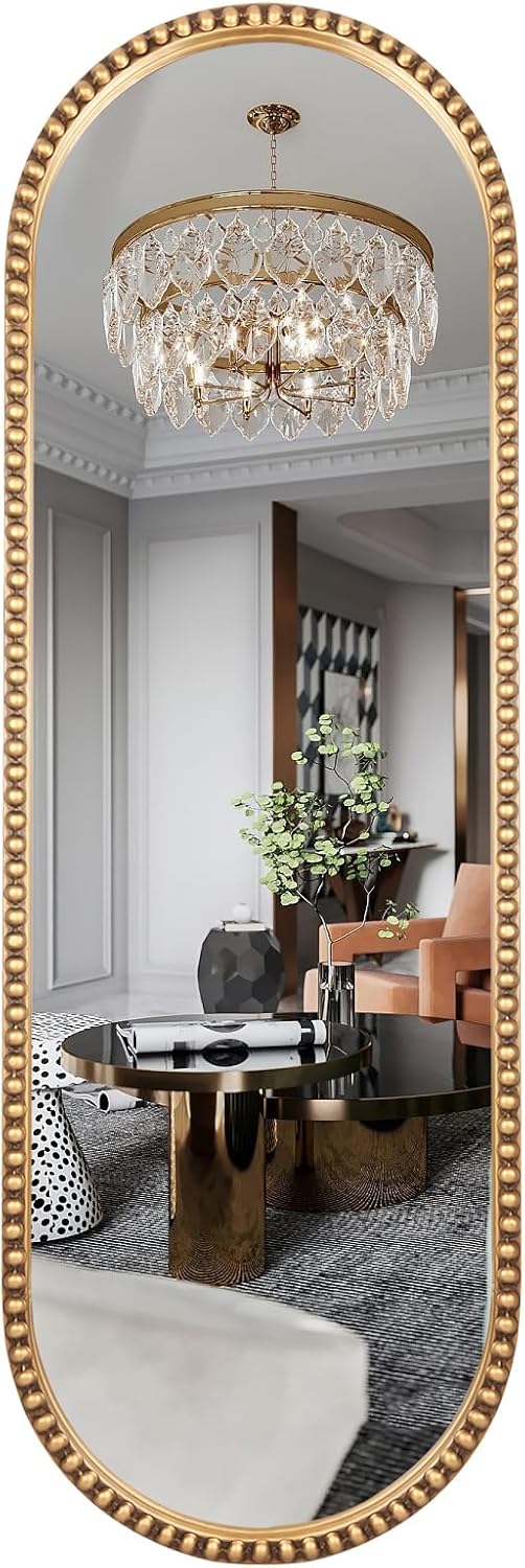 Antique Farmhouse Beige Wall Mirror — 30" — 47"L x 16"W