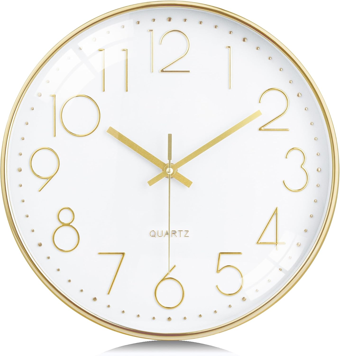 Battery Operated Luxe Black Wall Clock — 12" — Gold