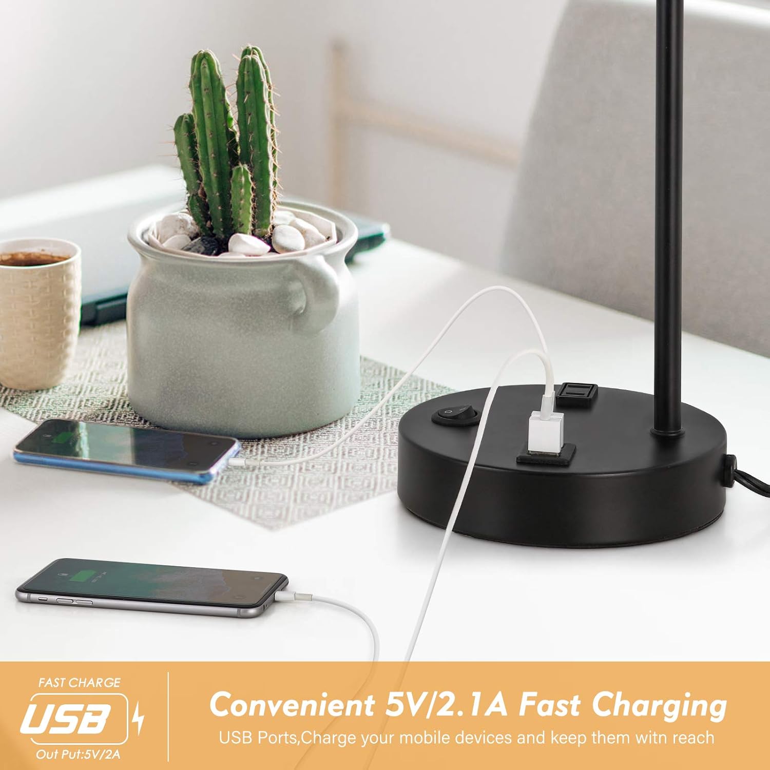 USB Farmhouse Metal Desk Lamp - View 4