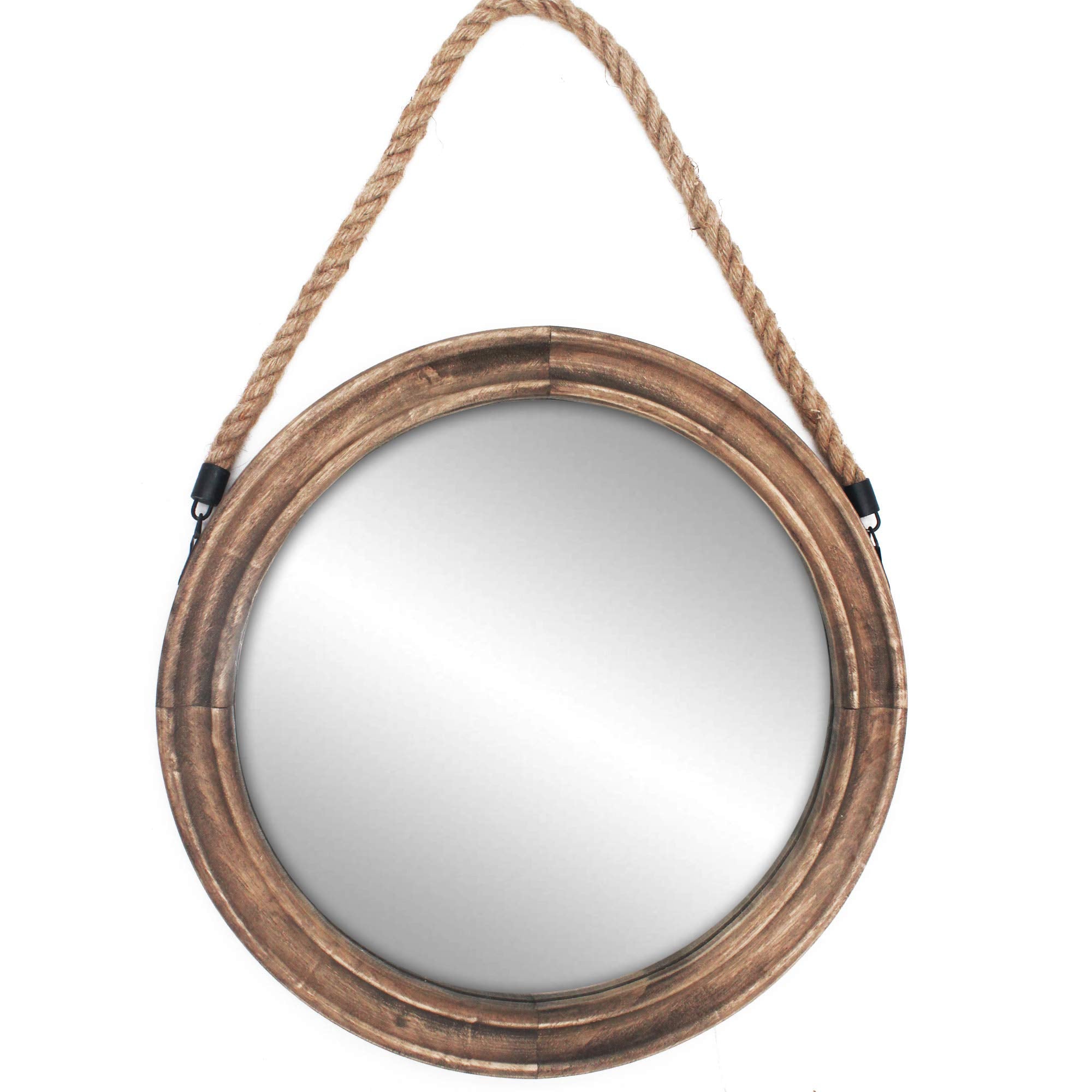Round Farmhouse Wood Mirror — 16.2"