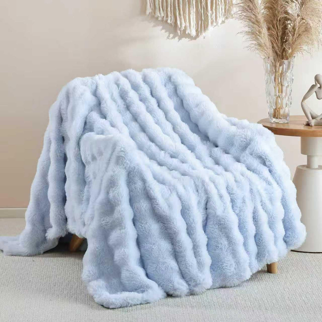 Luxe Beige Throw Pillow — 50" — Light Blue
