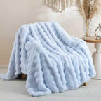 Luxe Beige Throw Pillow — 50" — Light Blue