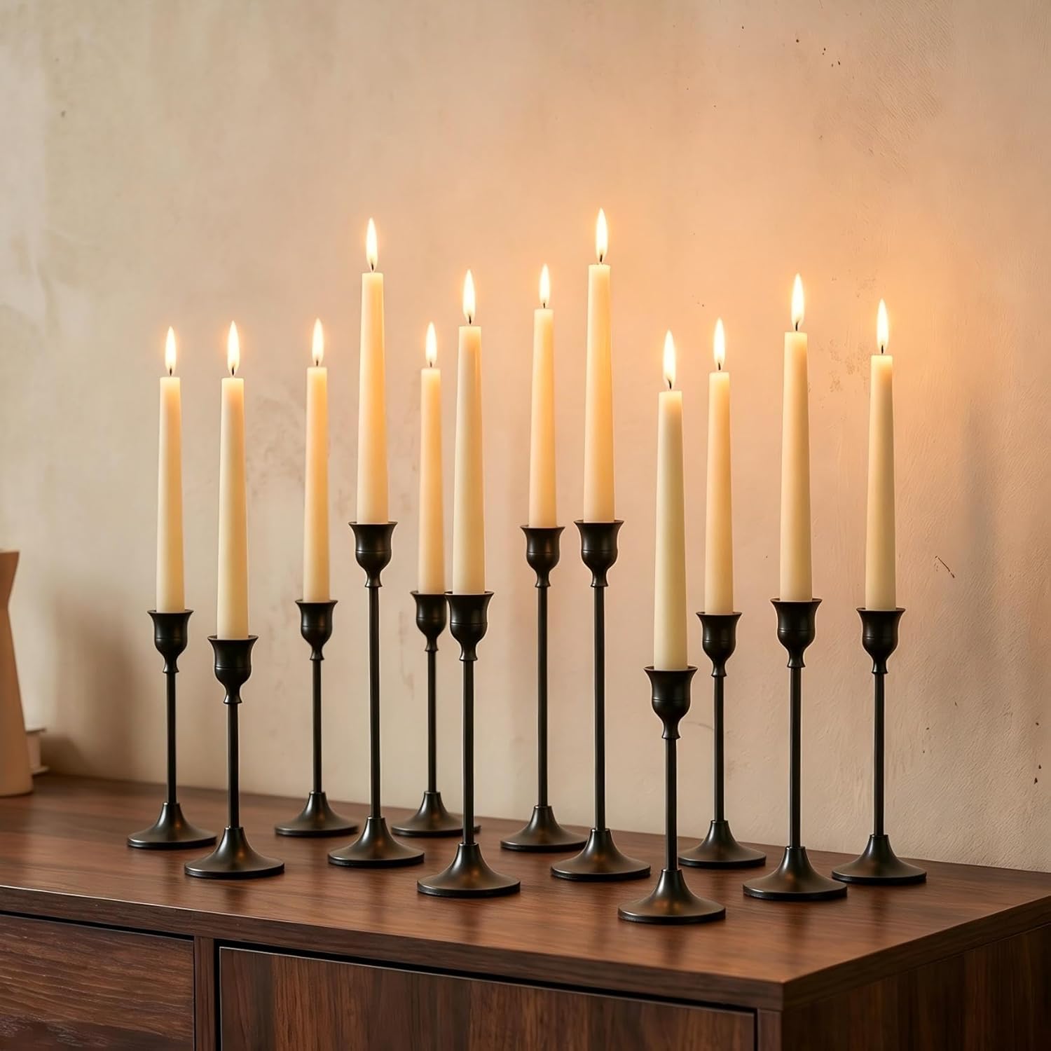 Vintage Luxe Black Candle — Set of 3 — Black