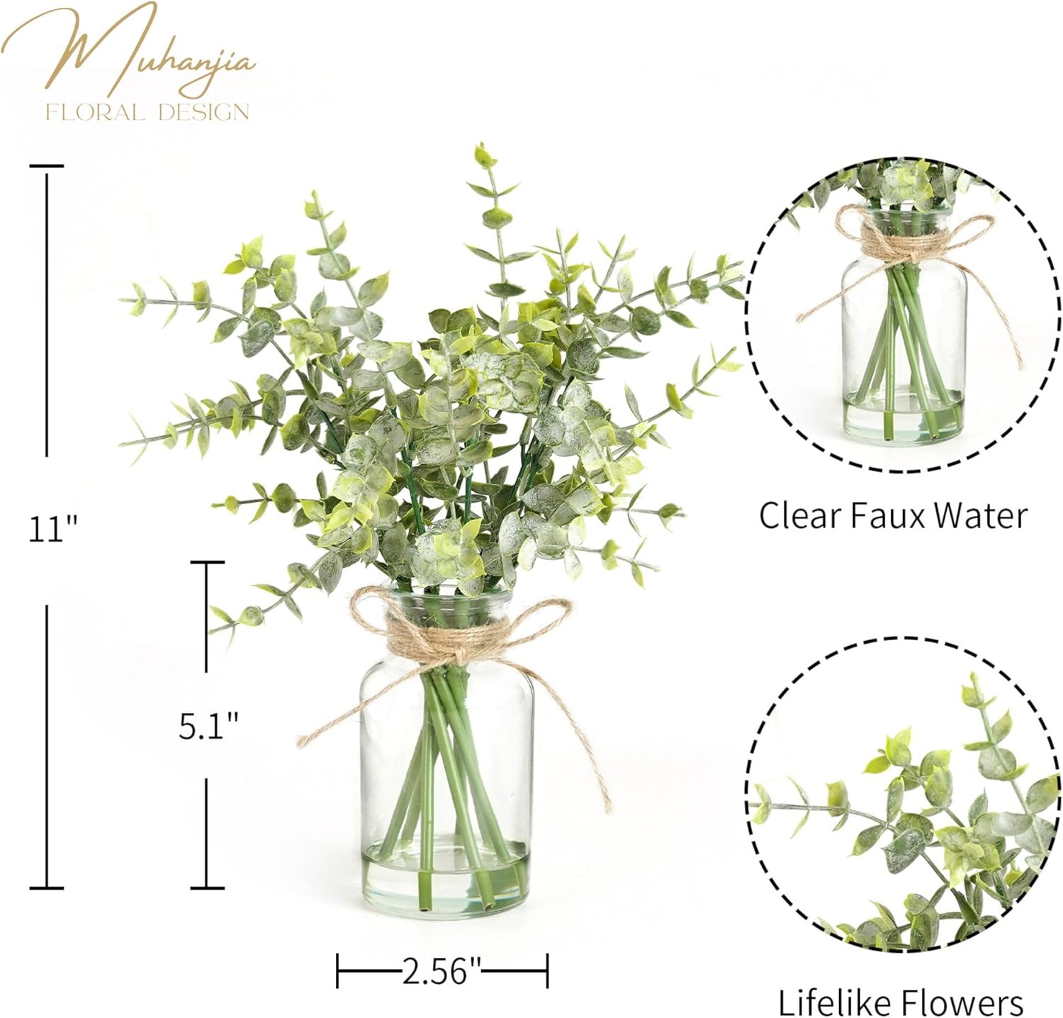 Farmhouse Glass Artificial Plant - View 2