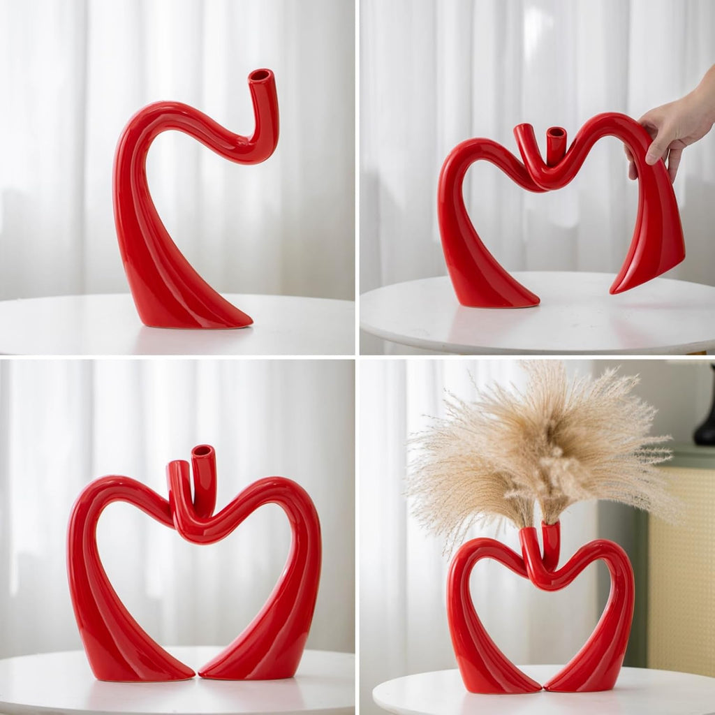 Modern Red Decorative Vase — 11.8" - View 4