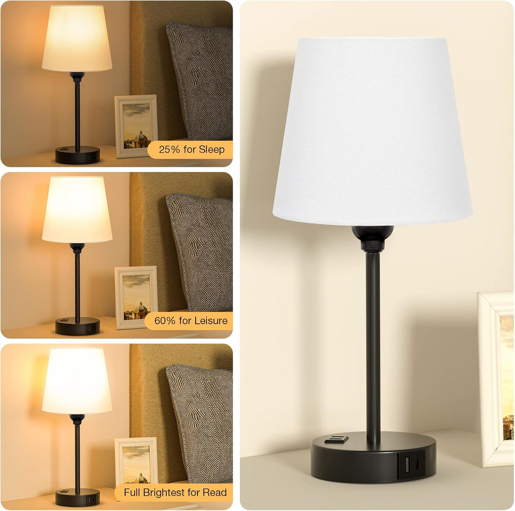 Dimmable Beige Bedside Lamp — Set of 2 - View 3