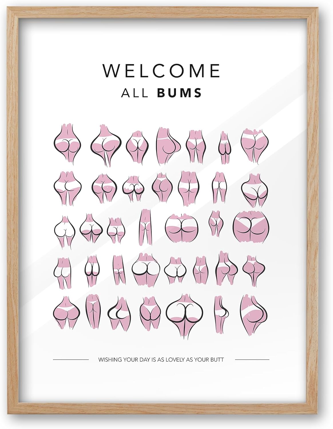 Framed Gold Wall Art — 16" — OAK Framed Pink