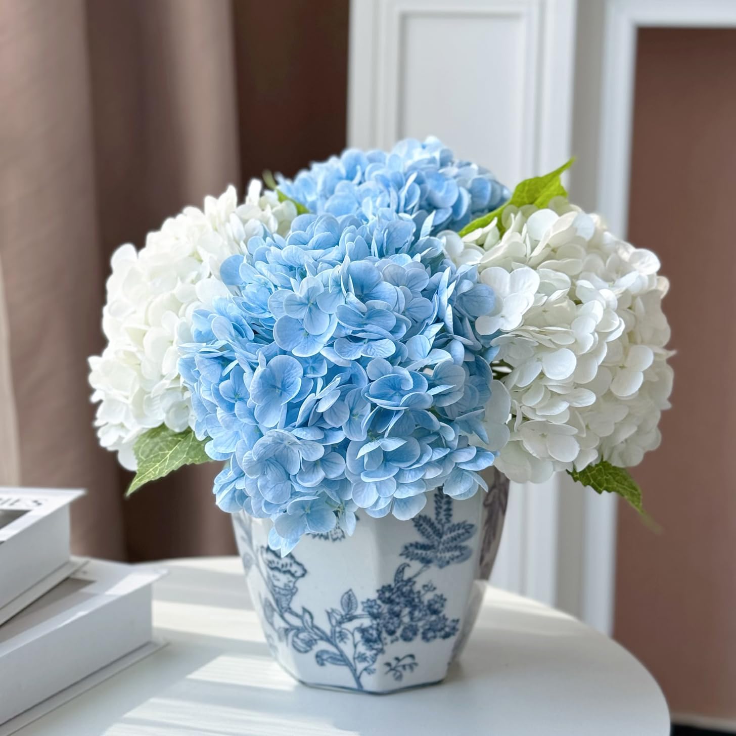 Beige Artificial Plant — 21" — White Light Blue