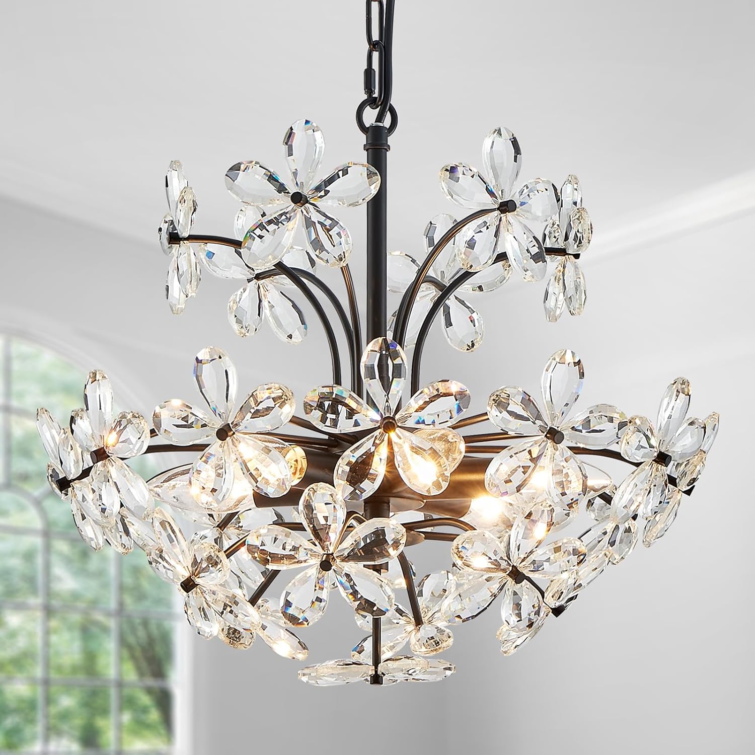 Luxe Black Chandelier — 5-Light — Black, 6 Lights
